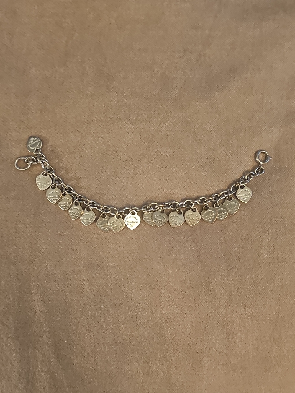 Designer Inspired  Silver Heart Tag Charm Bracelet
